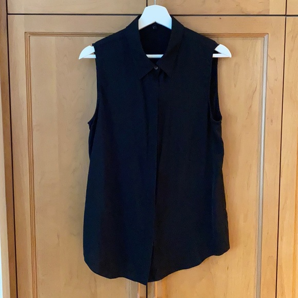 Theory silk button sleeveless collared blouse - Picture 1 of 7